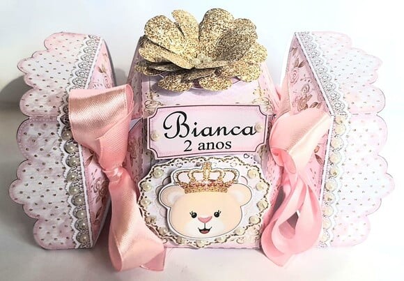 Caixa-bala Ursa Princesa Rosa