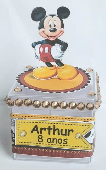 Caixinha Acrílica Personalizada com Tema Mickey