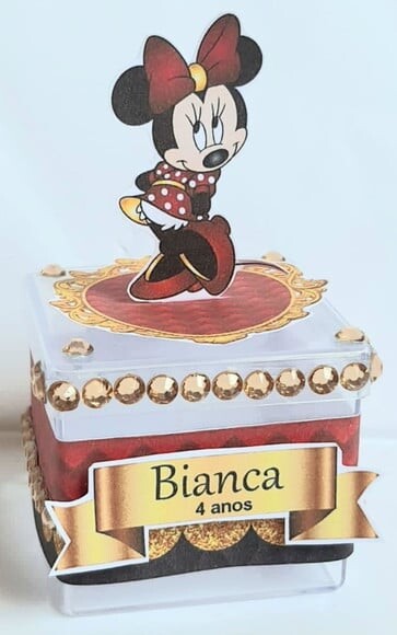 Caixa Acrílica Personalizada Minie Vermelha