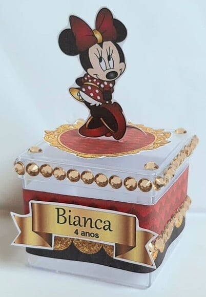 Caixa Acrílica Personalizada Minie Vermelha