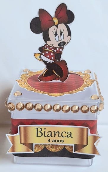 Caixa Acrílica Personalizada Minie Vermelha