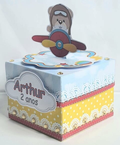 Caixa Cubo Urso Aviador