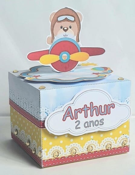 Caixa Cubo Urso Aviador