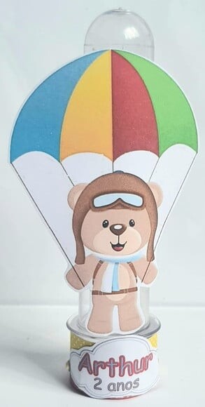 Tubete Lembrancinha para Festa Urso Aviador