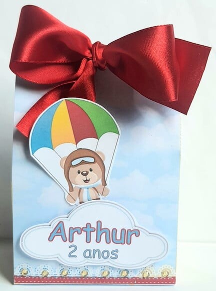 Caixa Sacolinha Urso Aviador