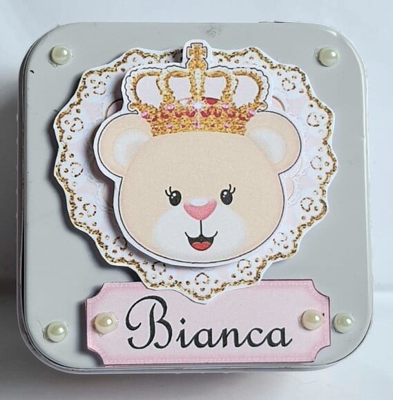 Latinha Ursa Princesa Rosa