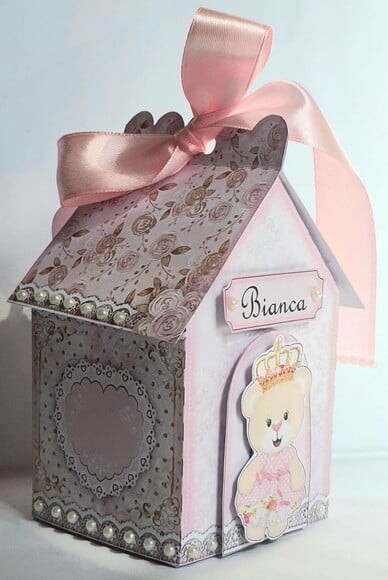 Caixa Casinha Ursa Princesa Rosa
