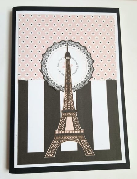 Caderno brochura tamanho A5 com tema Paris