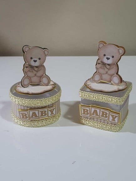 Caixinha Acrílica Urso Dourado