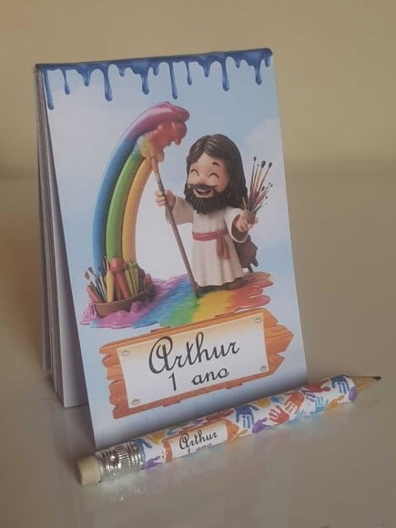 Kit Bloquinho e Mini-lápis Jesus, o Maior Pintor do Mundo