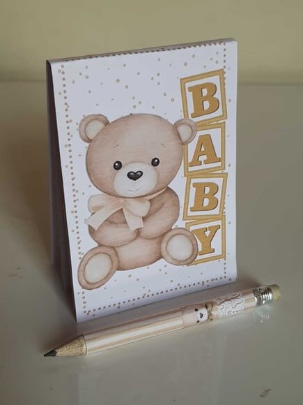 Kit Bloquinho com Mini-lápis Ursinho Dourado