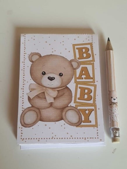 Kit Bloquinho com Mini-lápis Ursinho Dourado