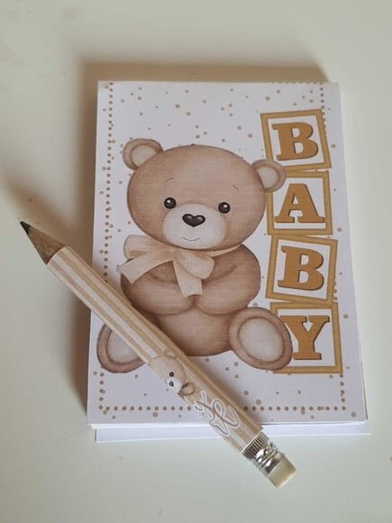Kit Bloquinho com Mini-lápis Ursinho Dourado