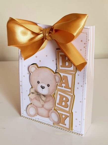 Caixa Sacolinha Urso Dourado