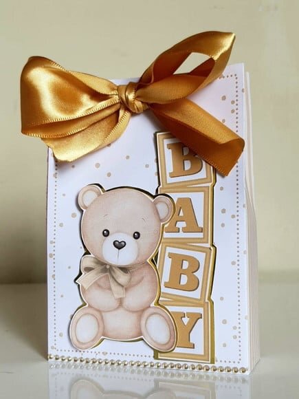 Caixa Sacolinha Urso Dourado