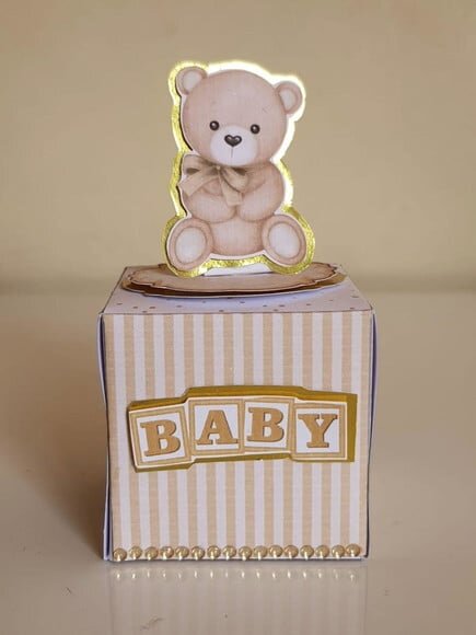 Caixa Cubo Urso Dourado