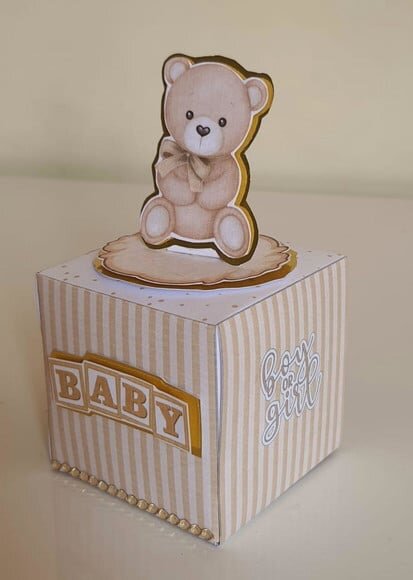 Caixa Cubo Urso Dourado