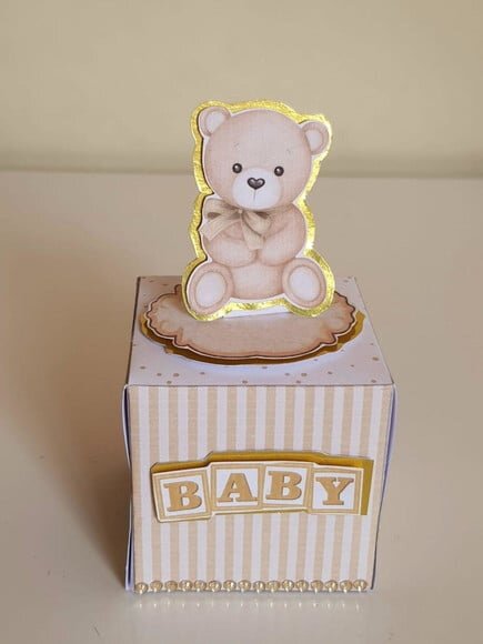 Caixa Cubo Urso Dourado