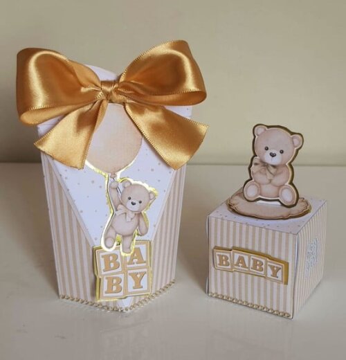 Kit 50 Lembrancinhas para Festa Infantil Urso Dourado