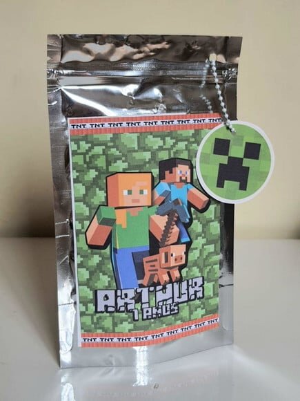 Saquinho Metalizado Zip Lock Minecraft