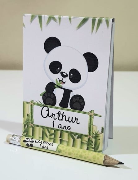 Bloquinho com Mini Lápis Panda
