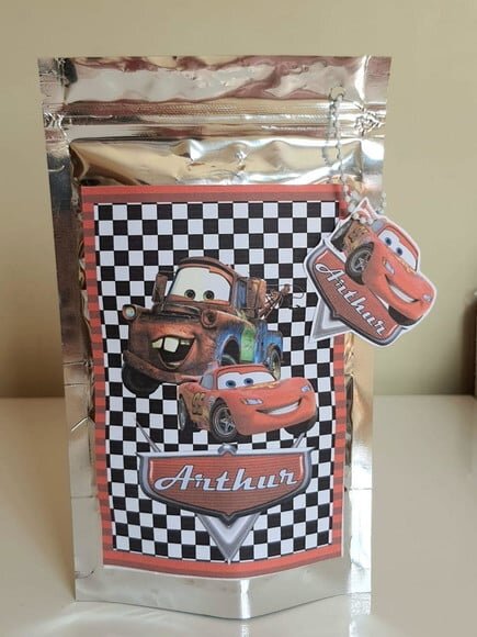 Saquinho Metalizado Zip Lock Carros