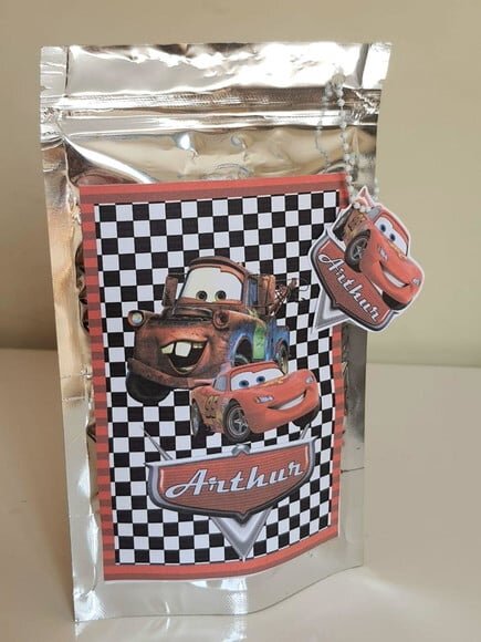 Saquinho Metalizado Zip Lock Carros