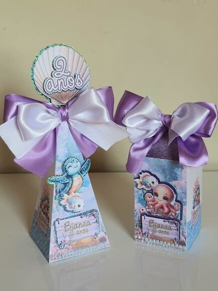 Kit 50 Lembrancinhas Personalizadas Fundo do Mar Lilás