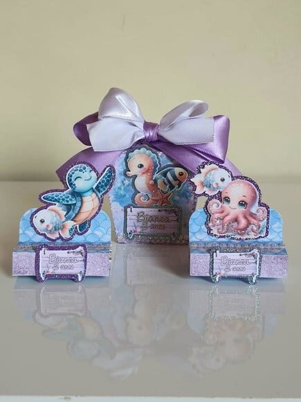 Kit 50 Lembrancinhas Personalizadas Fundo do Mar Lilás