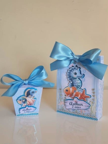 Kit 50 Lembrancinhas Personalizadas Fundo do Mar Azul