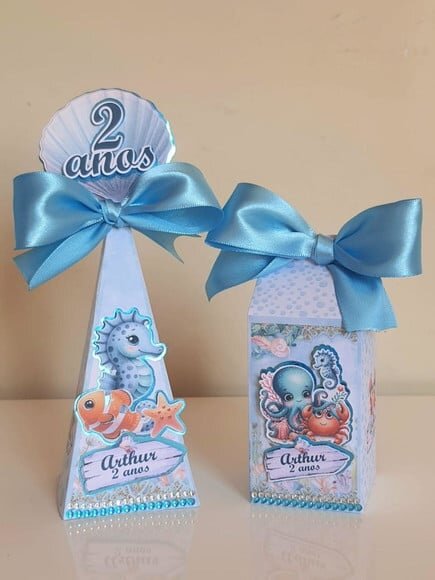 Kit 50 Lembrancinhas Personalizadas Fundo do Mar Azul
