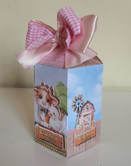Caixa Milk Personalizada Fazendinha Rosa