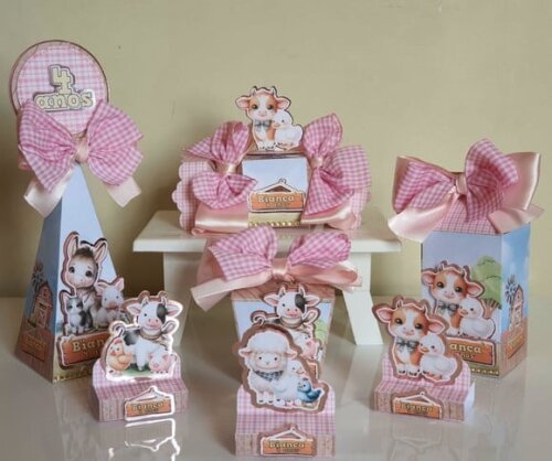Kit 30 Lembrancinhas de Festa Fazendinha Rosa