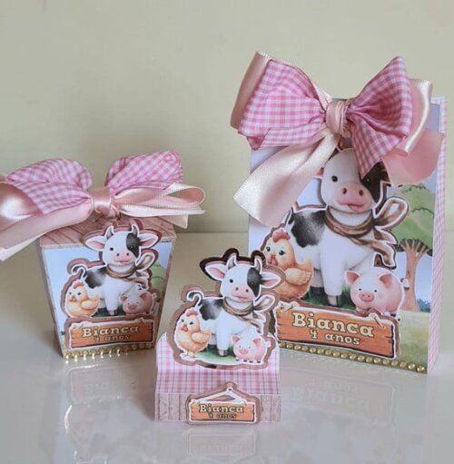 Kit 50 Lembrancinhas de Festa Fazendinha Rosa