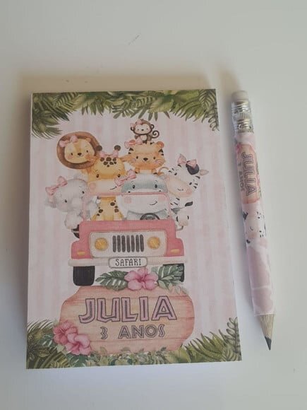 Kit Bloquinho com Mini Lápis Safari Rosa