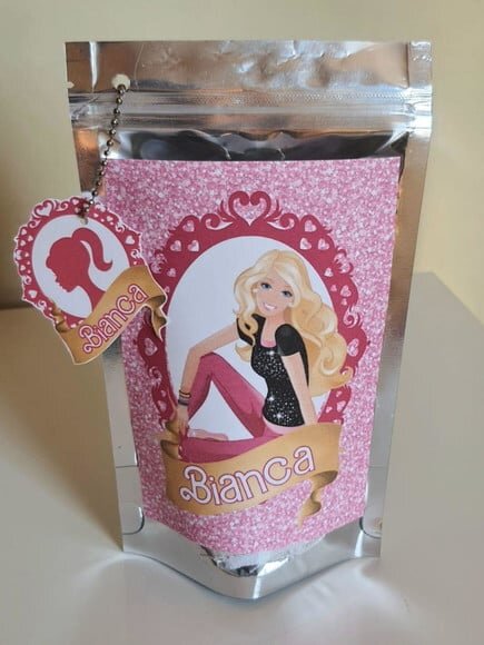 Saquinho Metalizado com Tag Barbie