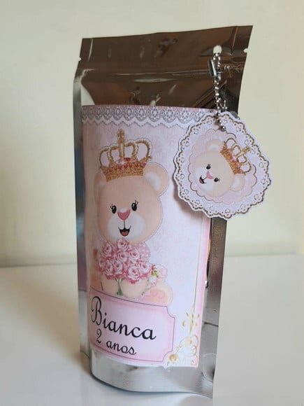 Saquinho Metalizado com Tag Ursa Princesa
