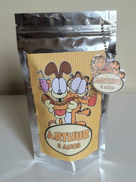 Saquinho Metalizado com Tag Garfield