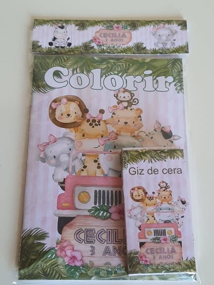 Kit Colorir com Giz de Cera Safari Rosa