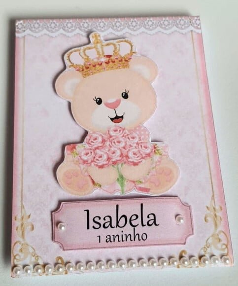 Bloquinho Lembrancinha de Festa com Tema Ursa Princesa