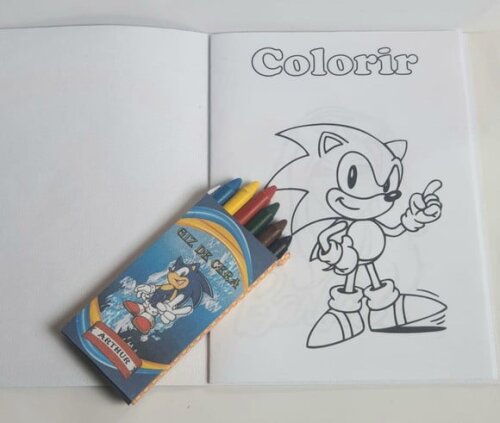 Kit Colorir com Giz de Cera Sonic