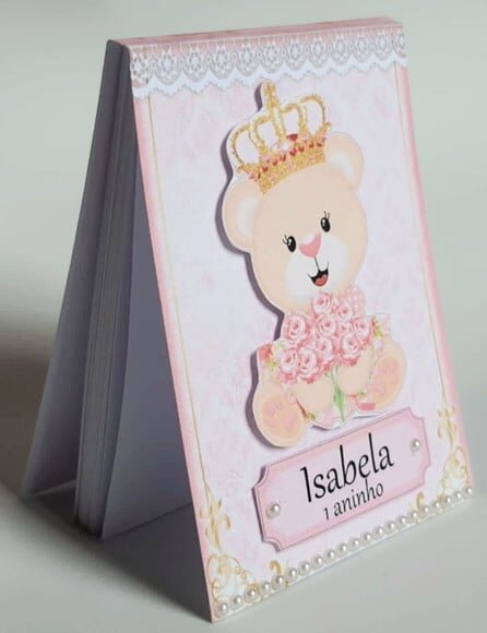 Bloquinho Lembrancinha de Festa com Tema Ursa Princesa