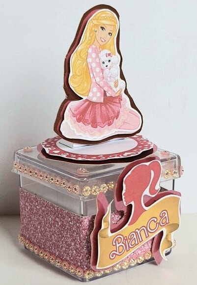 Caixinha Acrílica Lembrancinha de Festa Barbie