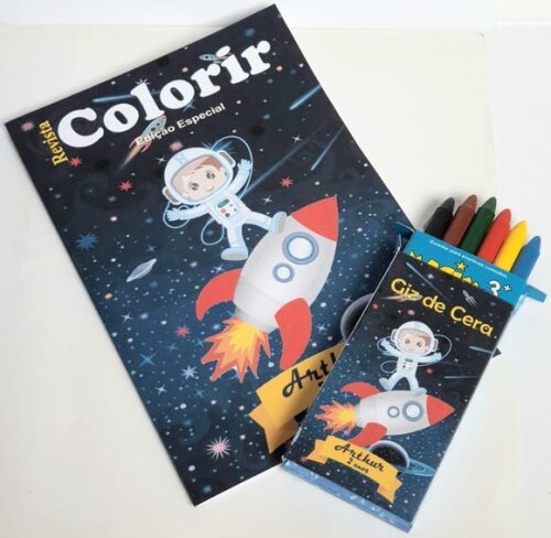 Kit Colorir com Giz de Cera Astronauta