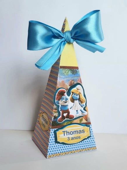 Caixa Pirâmide/cone Smurfs