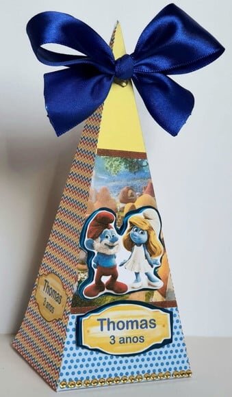 Caixa Pirâmide/cone Smurfs