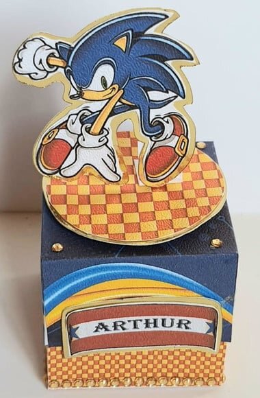 Caixa Cubo Lembrancinha de Festa Sonic