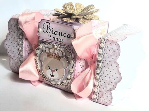Caixa-bala Ursa Princesa Rosa
