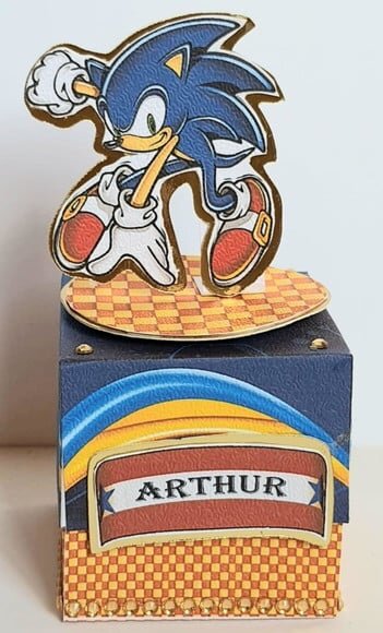 Caixa Cubo Lembrancinha de Festa Sonic