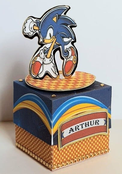 Caixa Cubo Lembrancinha de Festa Sonic